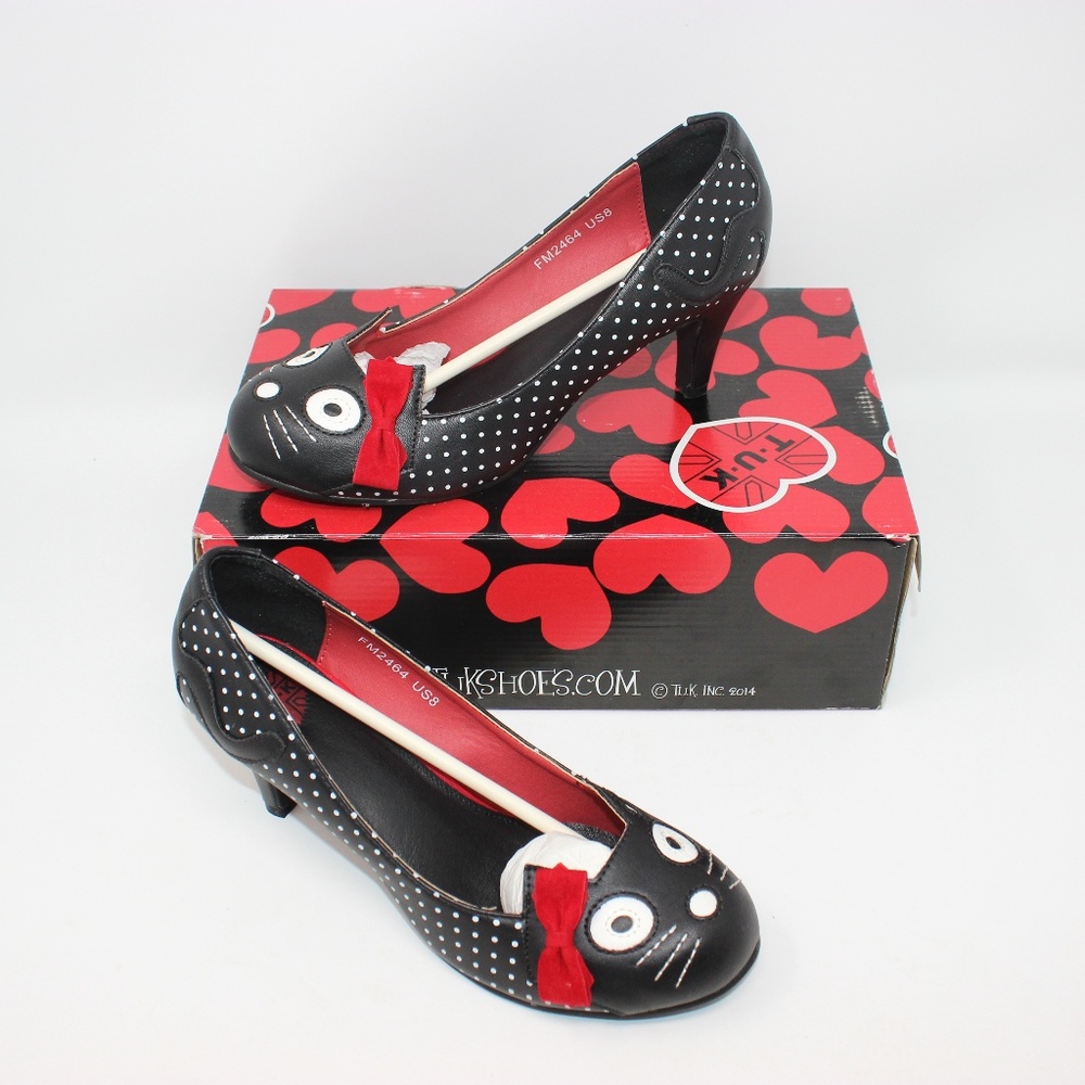 Tuk Ladies Anti Pop Kitty Heel Black White